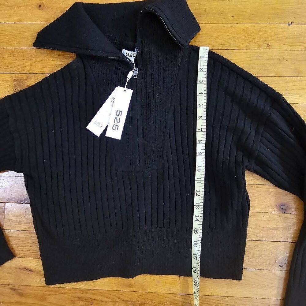 525 America Cable Knit Half Zip Pullover Sweater Black XS - Picture 3 of 7